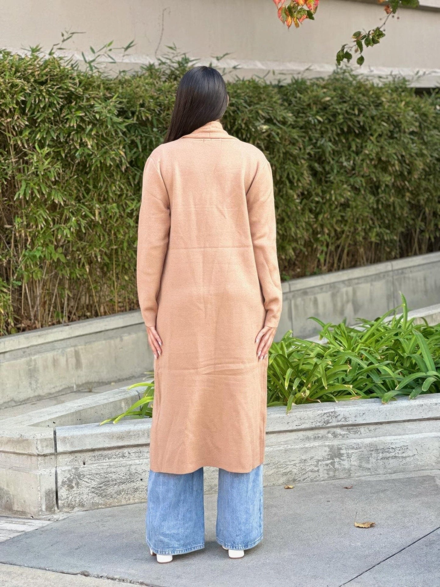 Clover Fine Knit Midi Cardi Cardigan With Pockets Outerwear jehouze 