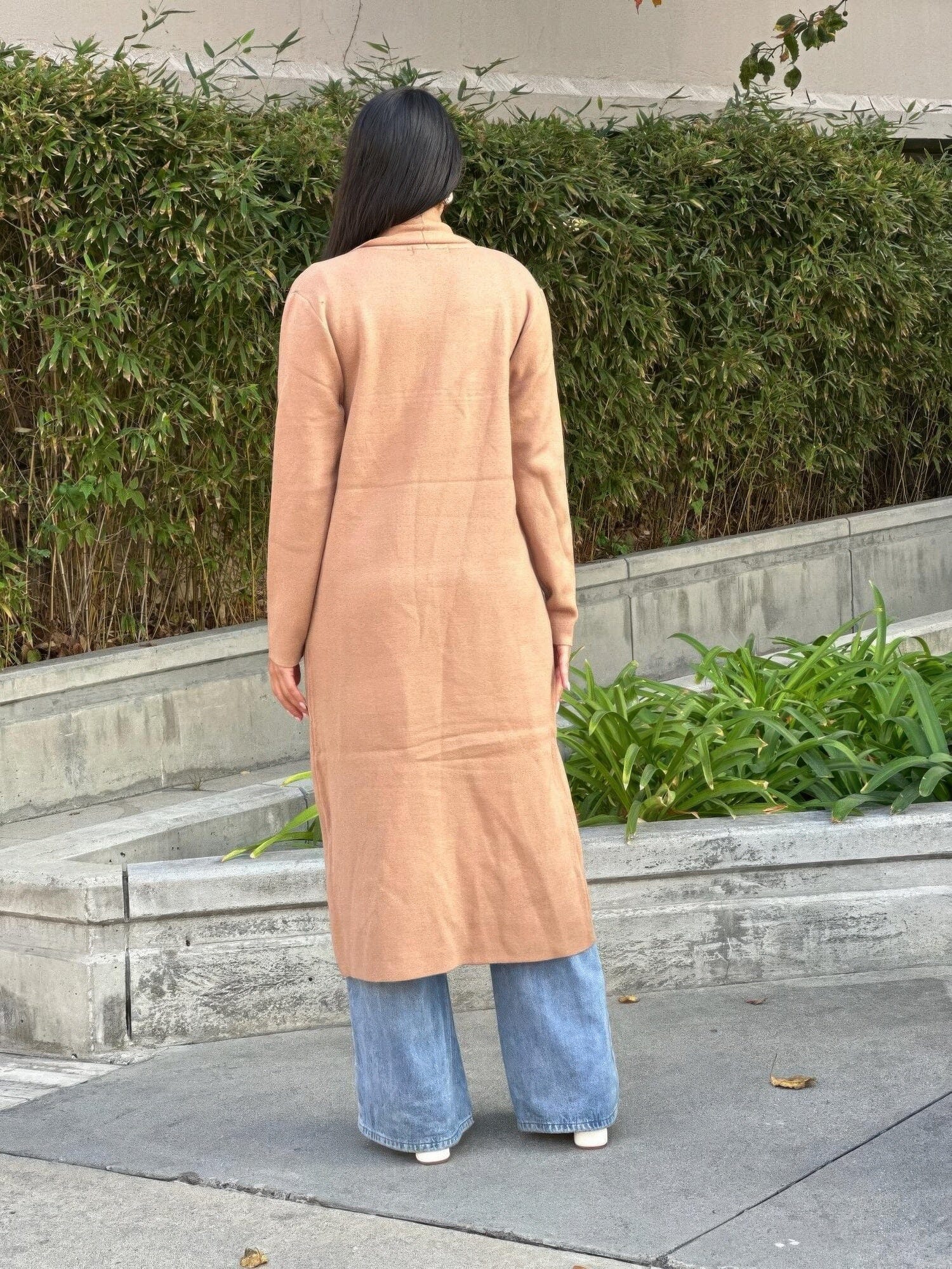 Clover Fine Knit Midi Cardi Cardigan With Pockets Outerwear jehouze 