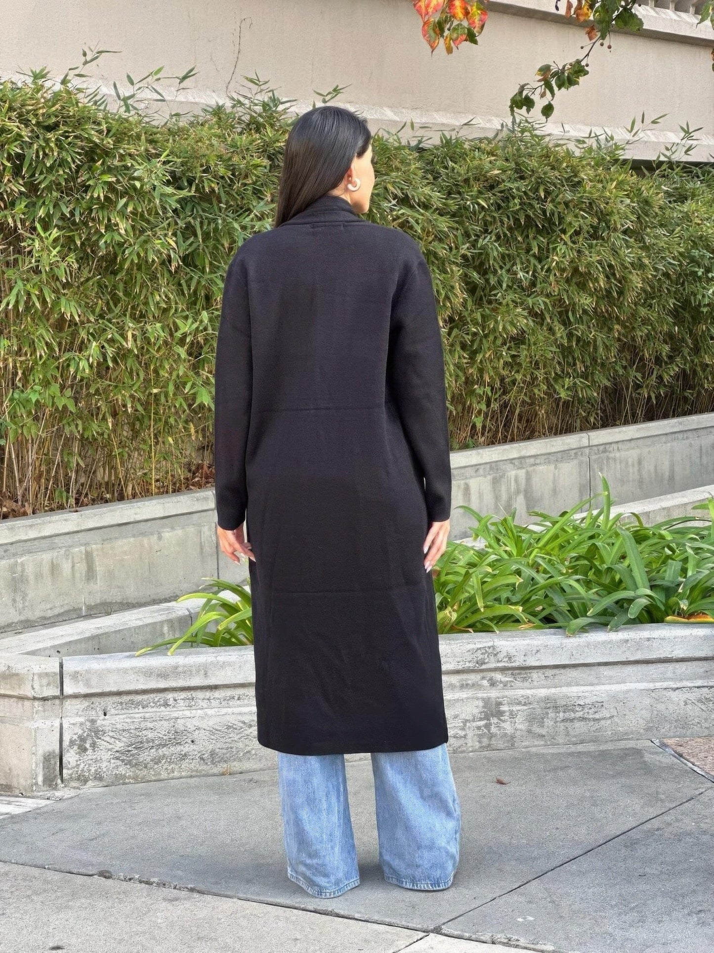 Clover Fine Knit Midi Cardi Cardigan With Pockets Outerwear jehouze 
