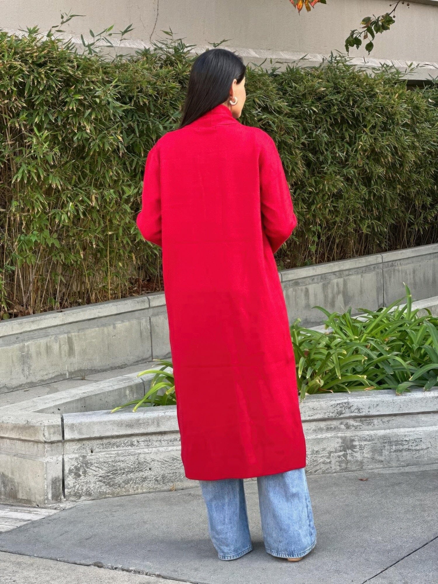 Clover Fine Knit Midi Cardi Cardigan With Pockets Outerwear jehouze 