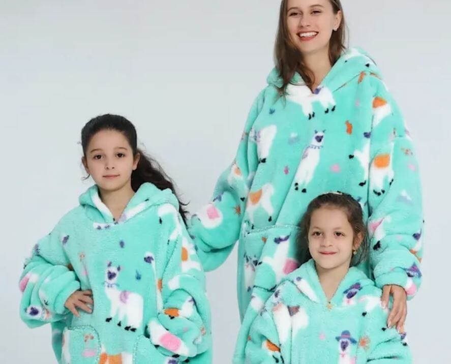 Comfy Wearable Oversized Hoodie Adult Kids Toddles Blanket Sleepwear & Loungewear jehouze Adult Alpaca 