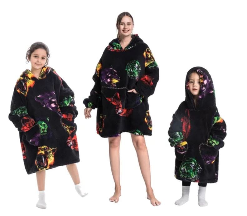 Comfy Wearable Oversized Hoodie Adult Kids Toddles Blanket Sleepwear & Loungewear jehouze Adult Beast 