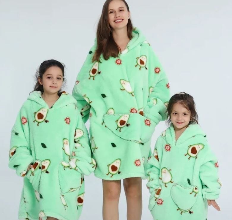 Comfy Wearable Oversized Hoodie Adult Kids Toddles Blanket Sleepwear & Loungewear jehouze Adult Bomb Avocado 