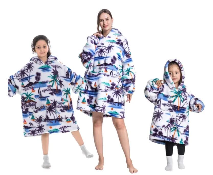 Comfy Wearable Oversized Hoodie Adult Kids Toddles Blanket Sleepwear & Loungewear jehouze Adult Hawaii 