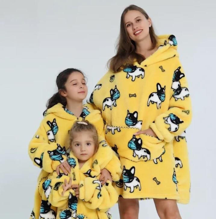Comfy Wearable Oversized Hoodie Adult Kids Toddles Blanket Sleepwear & Loungewear jehouze Adult Mask Dog 