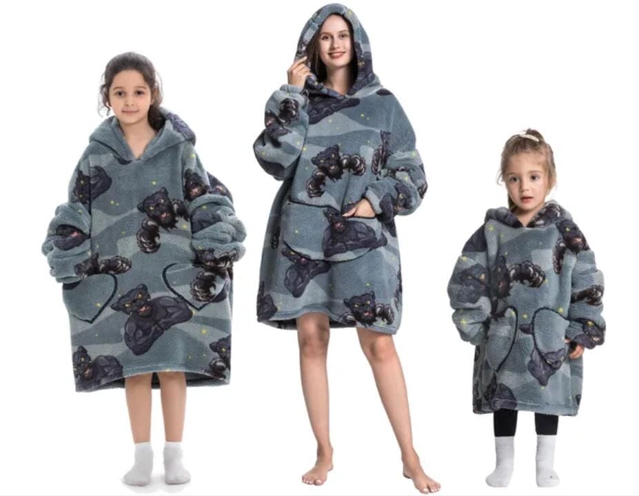 Comfy Wearable Oversized Hoodie Adult Kids Toddles Blanket Sleepwear & Loungewear jehouze Adult Monster 