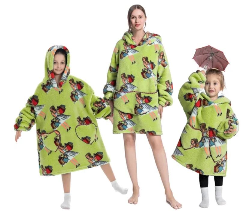 Comfy Wearable Oversized Hoodie Adult Kids Toddles Blanket Sleepwear & Loungewear jehouze Adult Shopping Queen 
