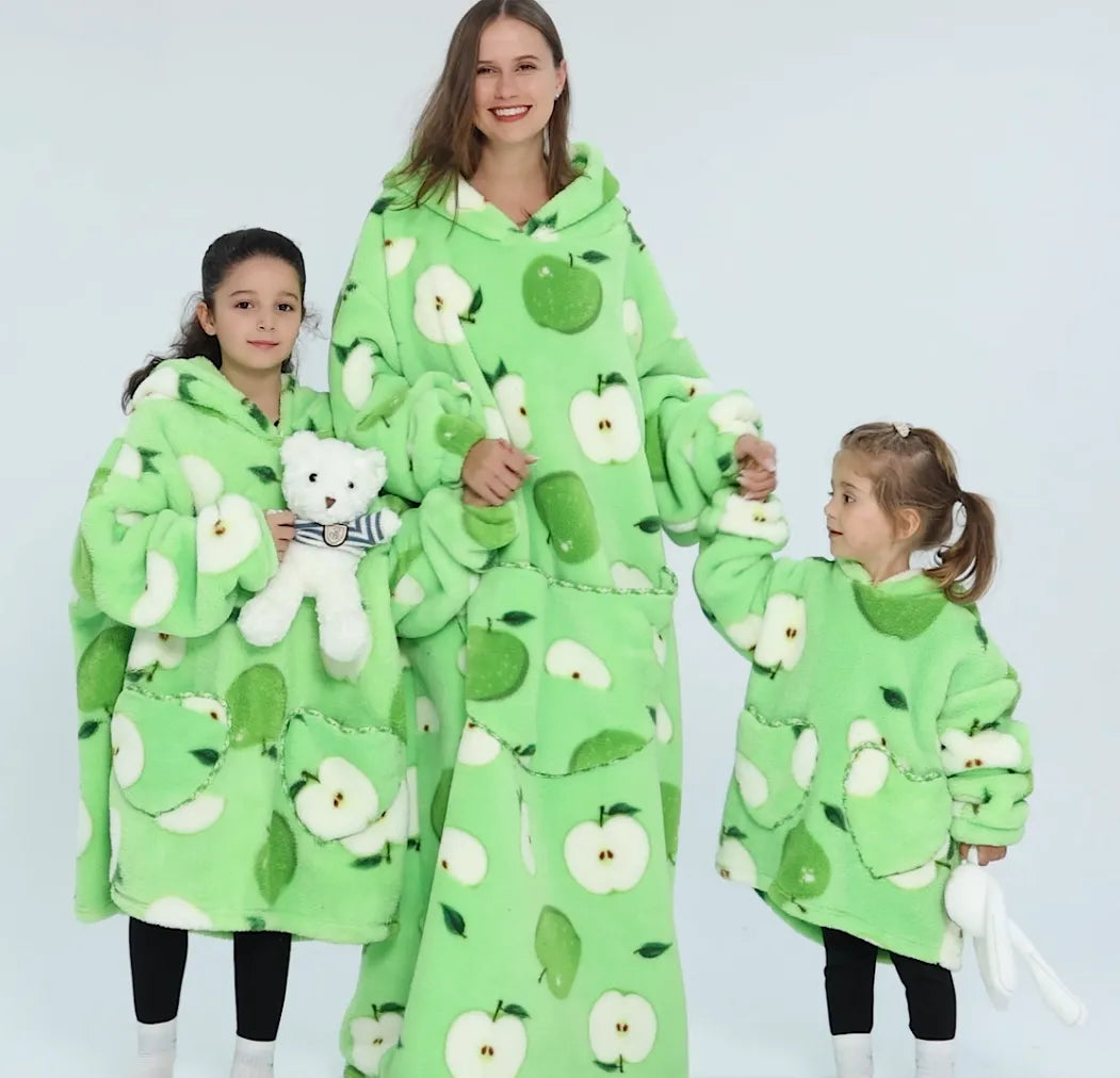 Comfy Wearable Oversized Hoodie Adult Kids Toddles Blanket Sleepwear & Loungewear jehouze Apple Adult 
