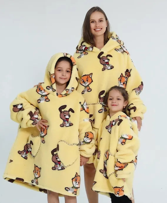 Comfy Wearable Oversized Hoodie Adult Kids Toddles Blanket Sleepwear & Loungewear jehouze Cats Dogs Adult 