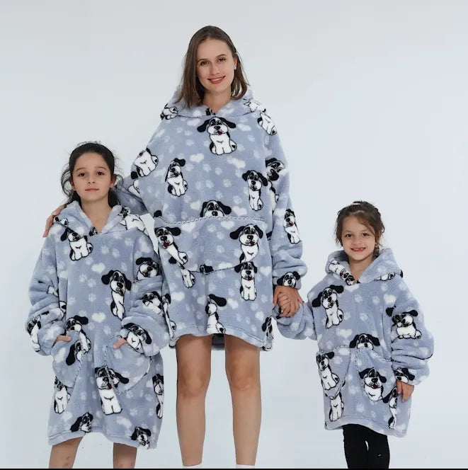Comfy Wearable Oversized Hoodie Adult Kids Toddles Blanket Sleepwear & Loungewear jehouze Ear Dog Adult 
