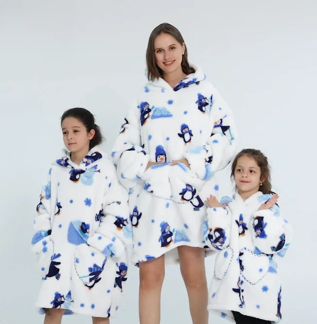 Comfy Wearable Oversized Hoodie Adult Kids Toddles Blanket Sleepwear & Loungewear jehouze Penguin Adult 