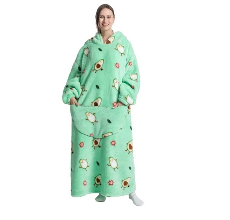 Comfy Wearable Oversized Hoodie Long Blanket Sleepwear & Loungewear jehouze Bomb Avocado 