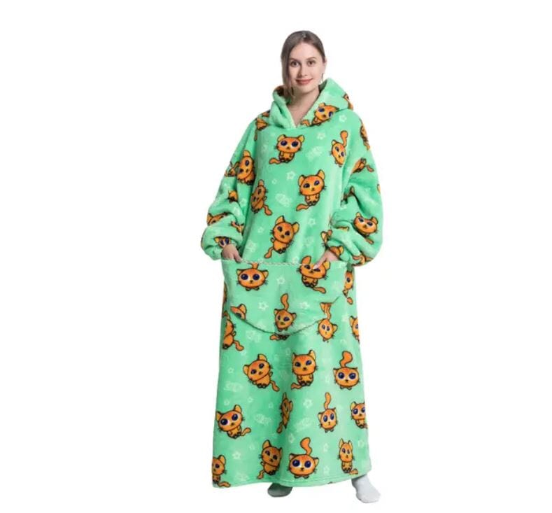 Comfy Wearable Oversized Hoodie Long Blanket Sleepwear & Loungewear jehouze Cute Cat 