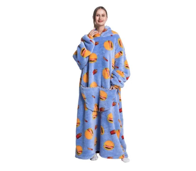 Comfy Wearable Oversized Hoodie Long Blanket Sleepwear & Loungewear jehouze Hamburger 