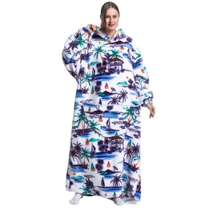 Comfy Wearable Oversized Hoodie Long Blanket Sleepwear & Loungewear jehouze Hawaii 