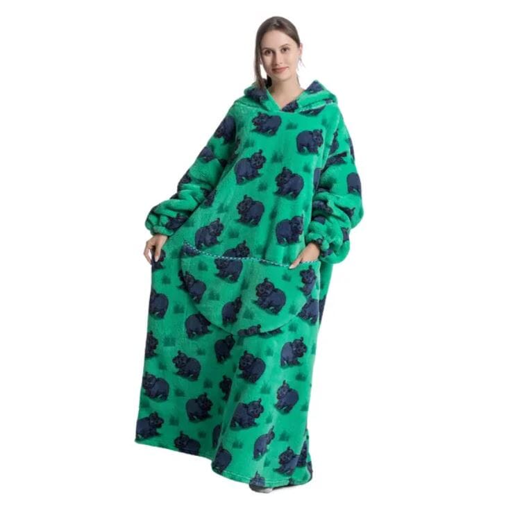 Comfy Wearable Oversized Hoodie Long Blanket Sleepwear & Loungewear jehouze Hippo 