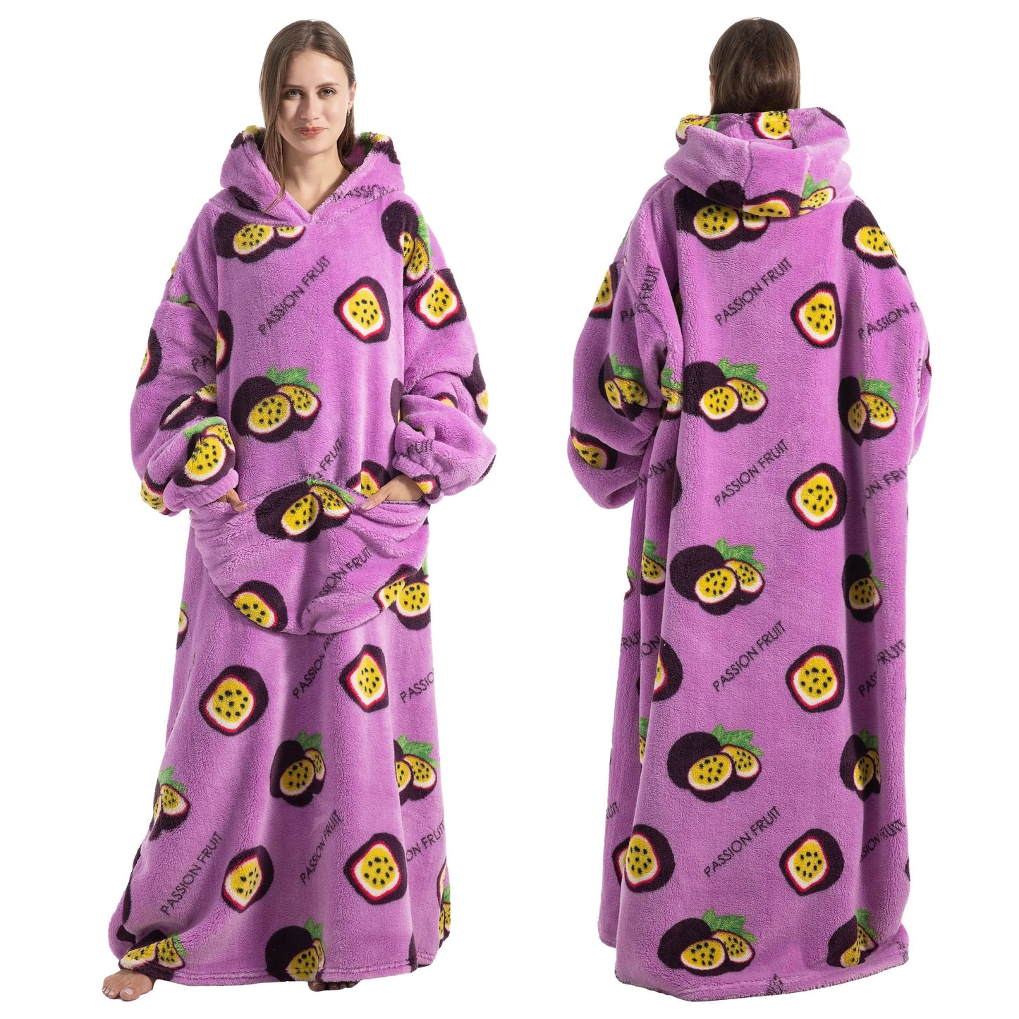 Comfy Wearable Oversized Hoodie Long Blanket Sleepwear & Loungewear jehouze Passionfruit 