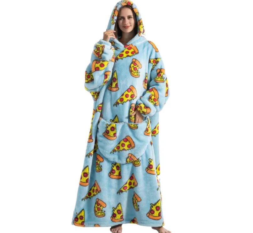 Comfy Wearable Oversized Hoodie Long Blanket Sleepwear & Loungewear jehouze Pizza 