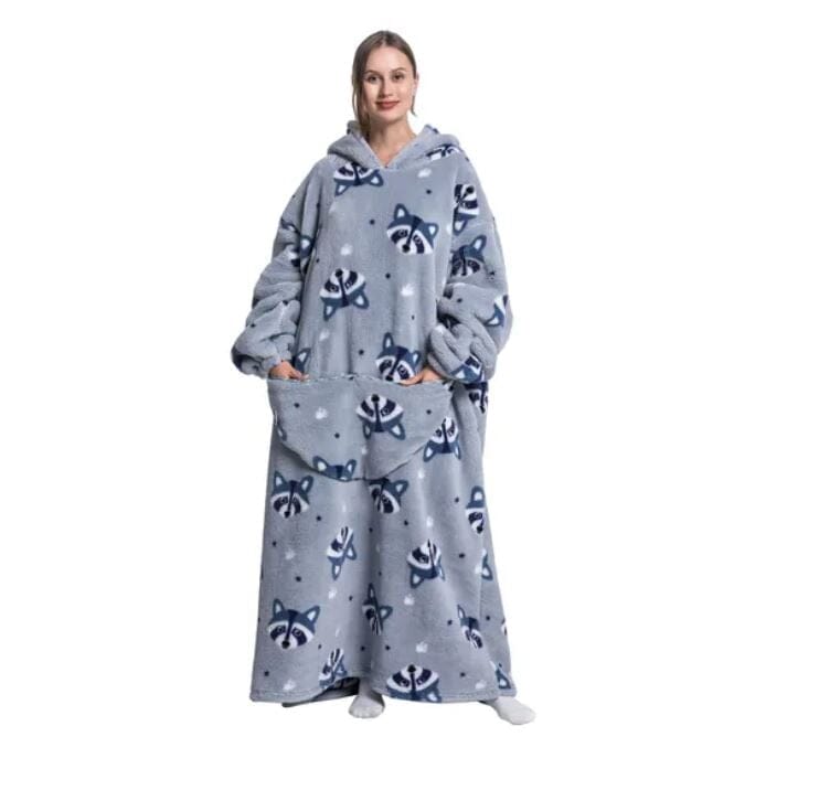 Comfy Wearable Oversized Hoodie Long Blanket Sleepwear & Loungewear jehouze Racoon 