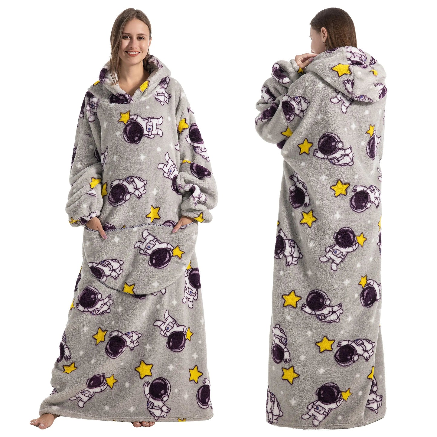 Comfy Wearable Oversized Hoodie Long Blanket Sleepwear & Loungewear jehouze Spaceman 2 