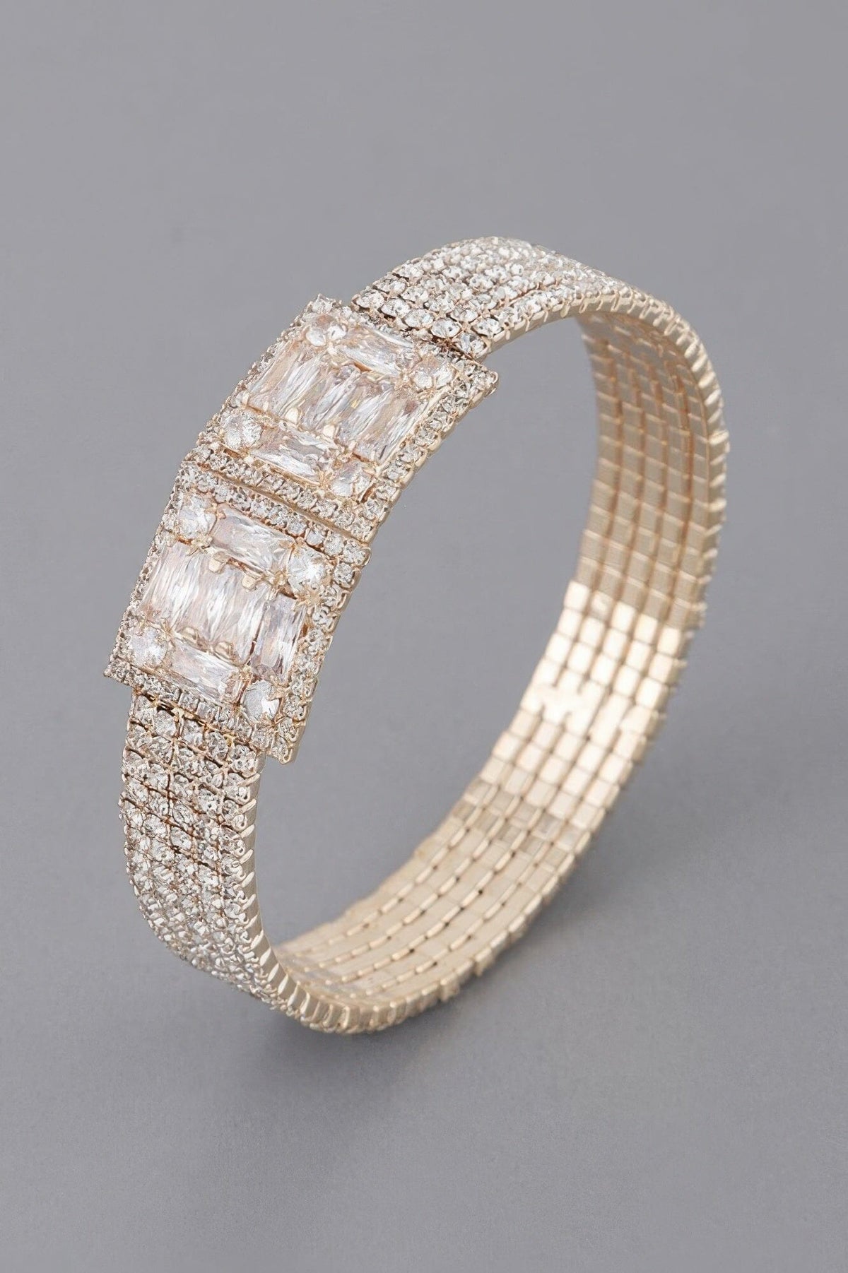 Crystal Block Bracelet Bracelets jehouze Gold Clear 