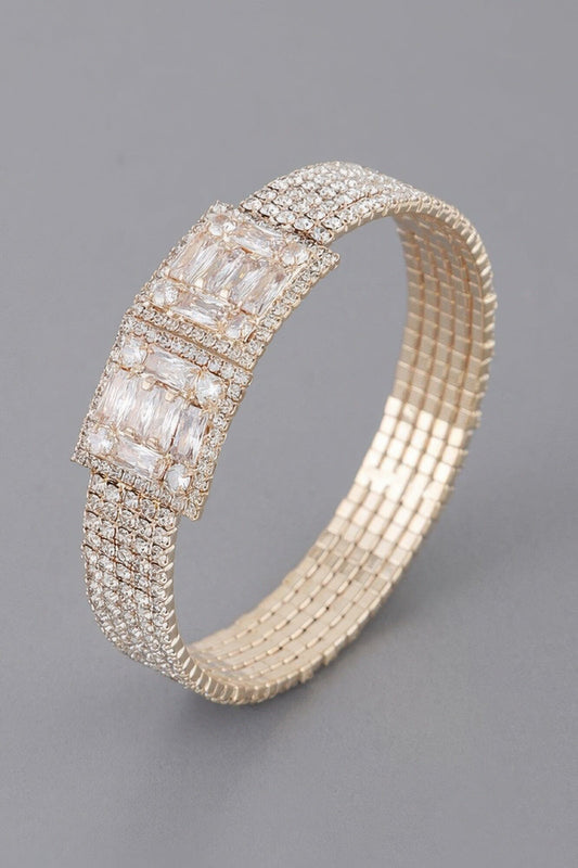 Crystal Block Bracelet Bracelets jehouze Gold Clear 