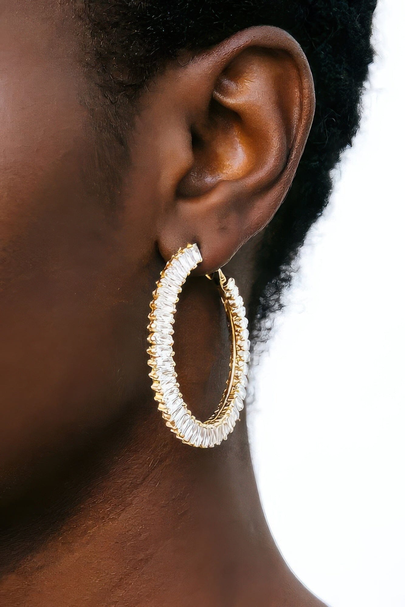 Cubic Zirconia Crystal Hoop Earrings Apparel & Accessories > Jewelry > Earrings jehouze Gold Clear 