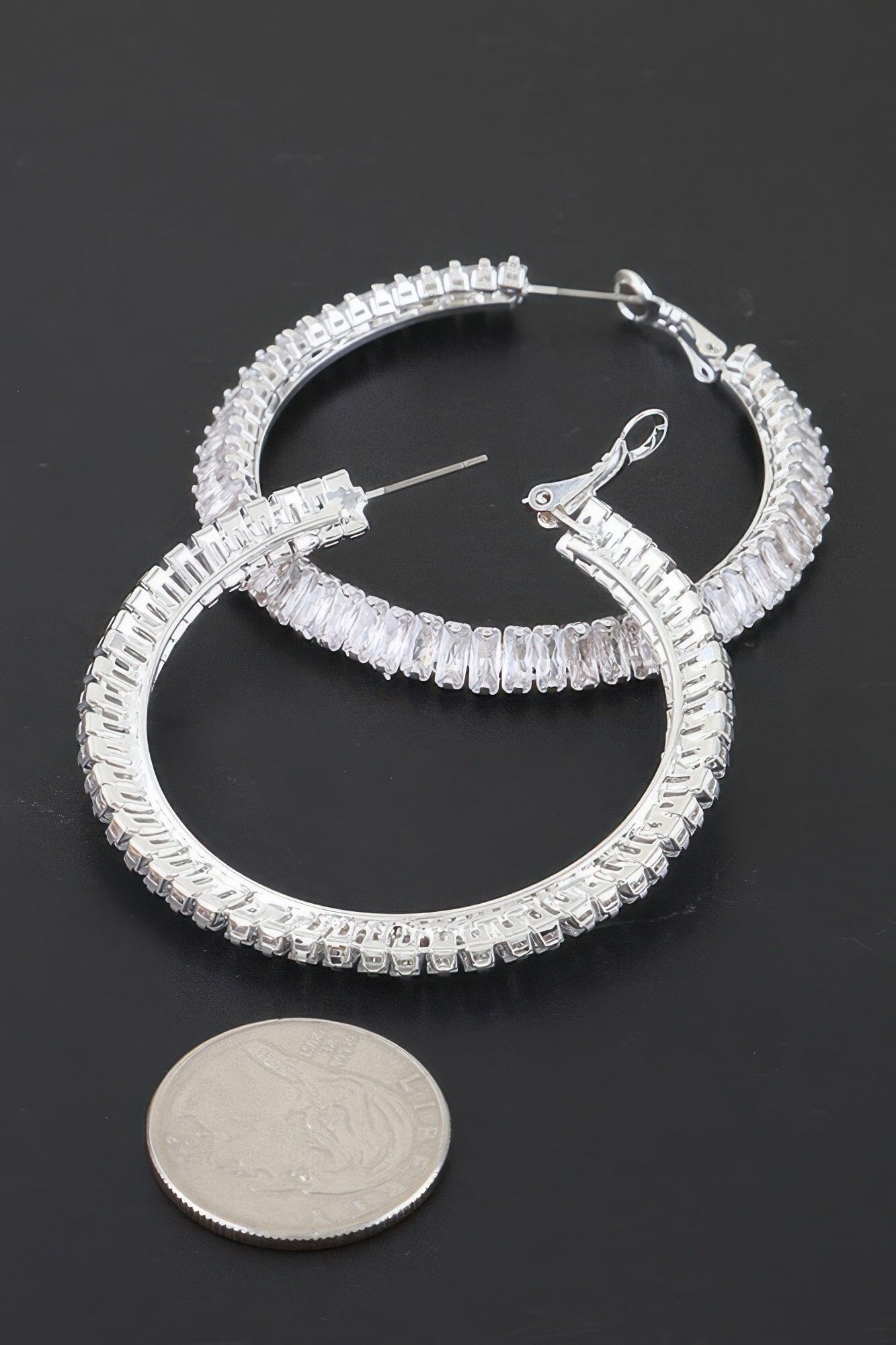 Cubic Zirconia Crystal Hoop Earrings Apparel & Accessories > Jewelry > Earrings jehouze Silver Clear 