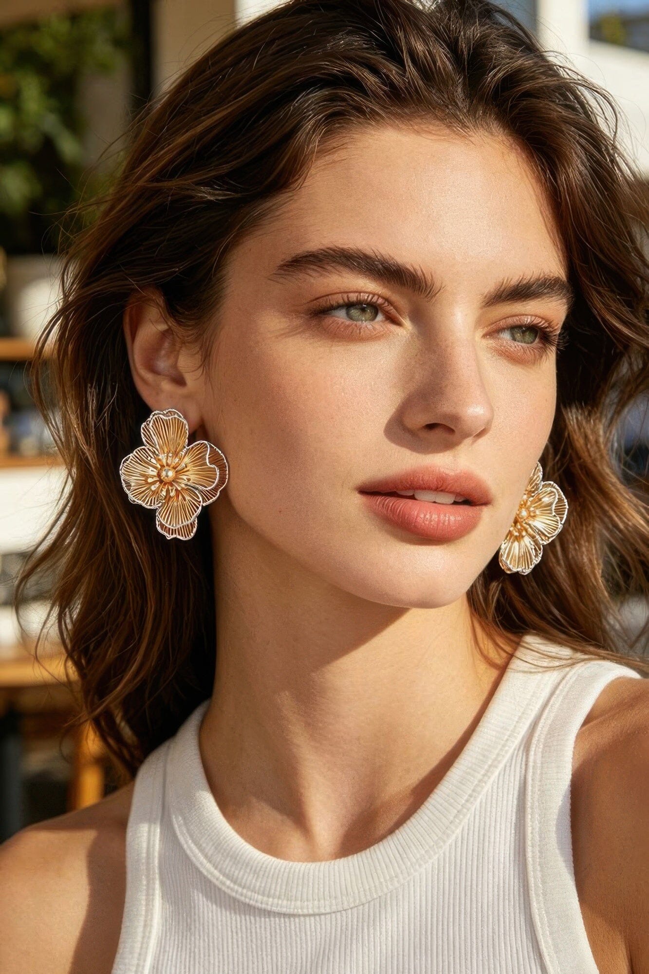 Delicate Glitter Blooming Flower Earrings Apparel & Accessories > Jewelry > Earrings jehouze Gold Silver 