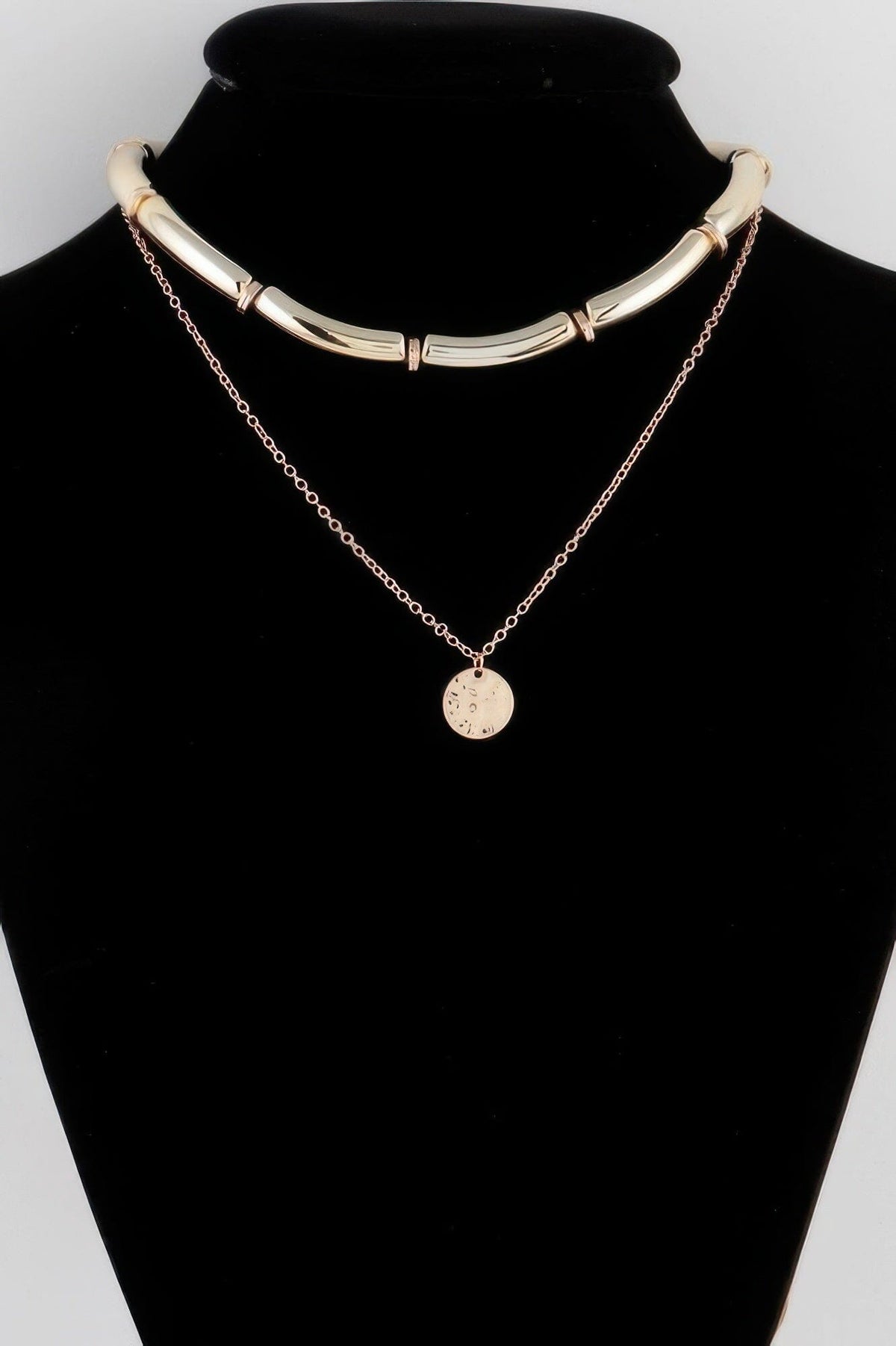 Double Layered Chain Necklace Necklaces jehouze Gold 