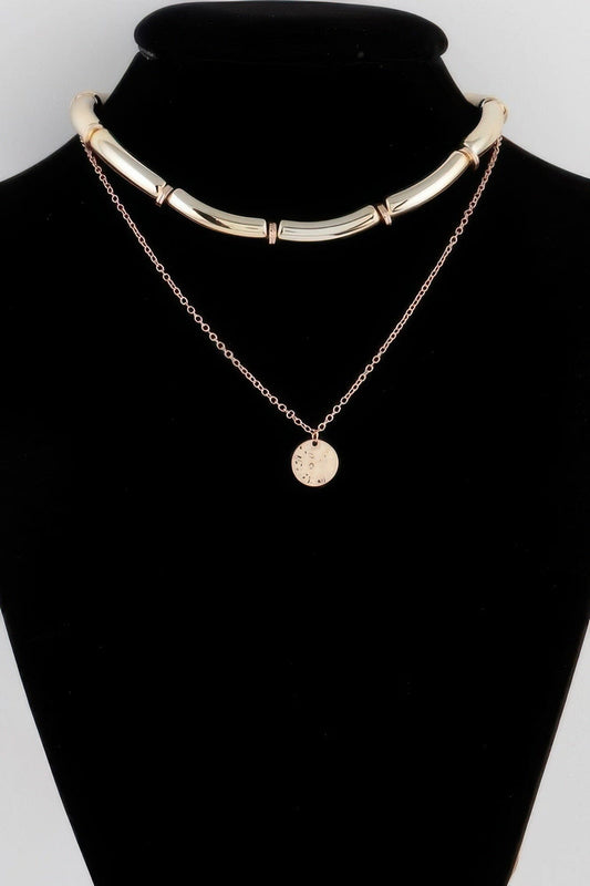 Double Layered Chain Necklace Necklaces jehouze Gold 