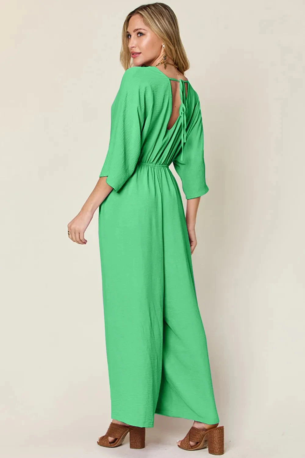 Double Take Surplice Wide Leg Jumpsuit with Pockets Jumpsuits & Rompers jehouze 