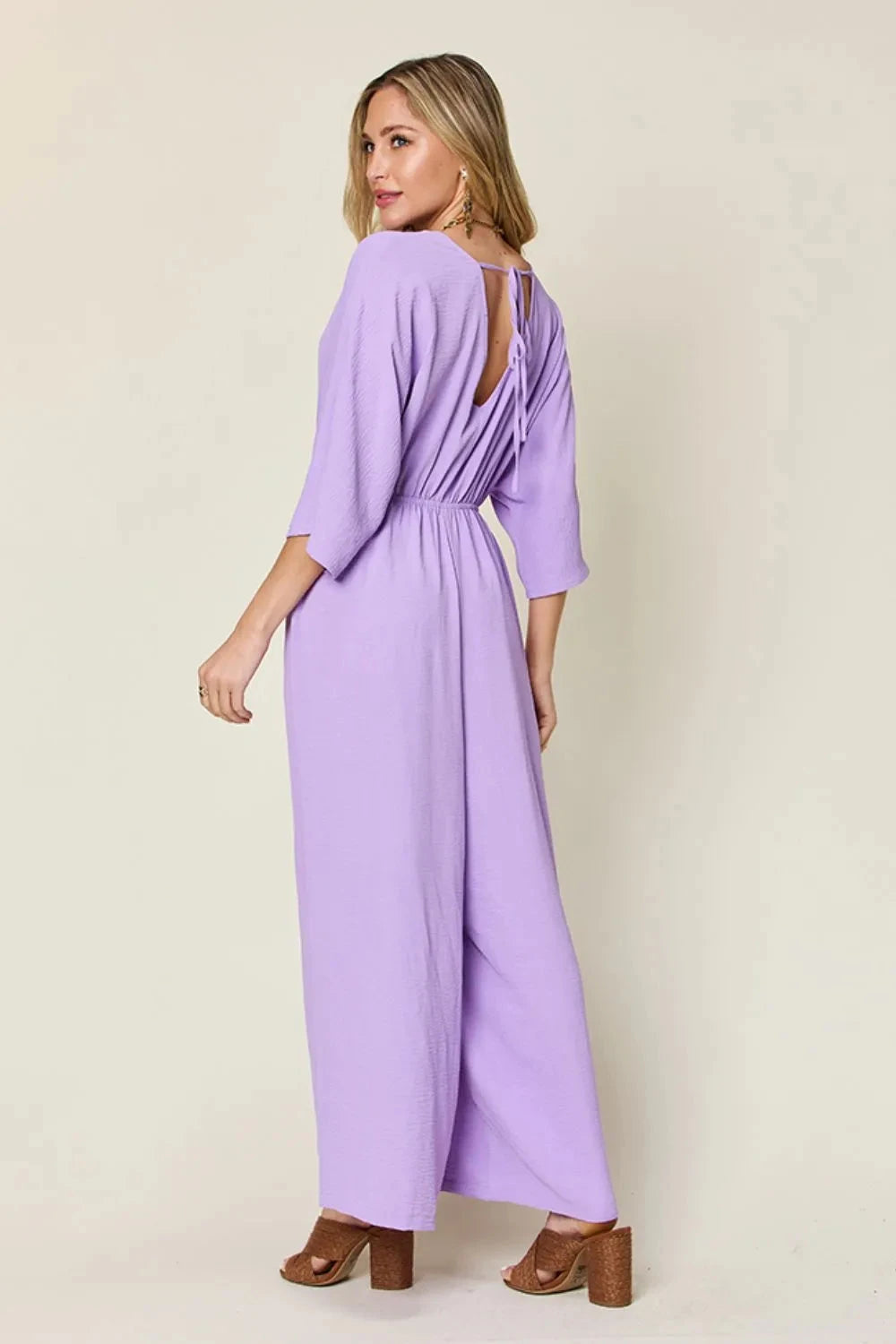 Double Take Surplice Wide Leg Jumpsuit with Pockets Jumpsuits & Rompers jehouze 