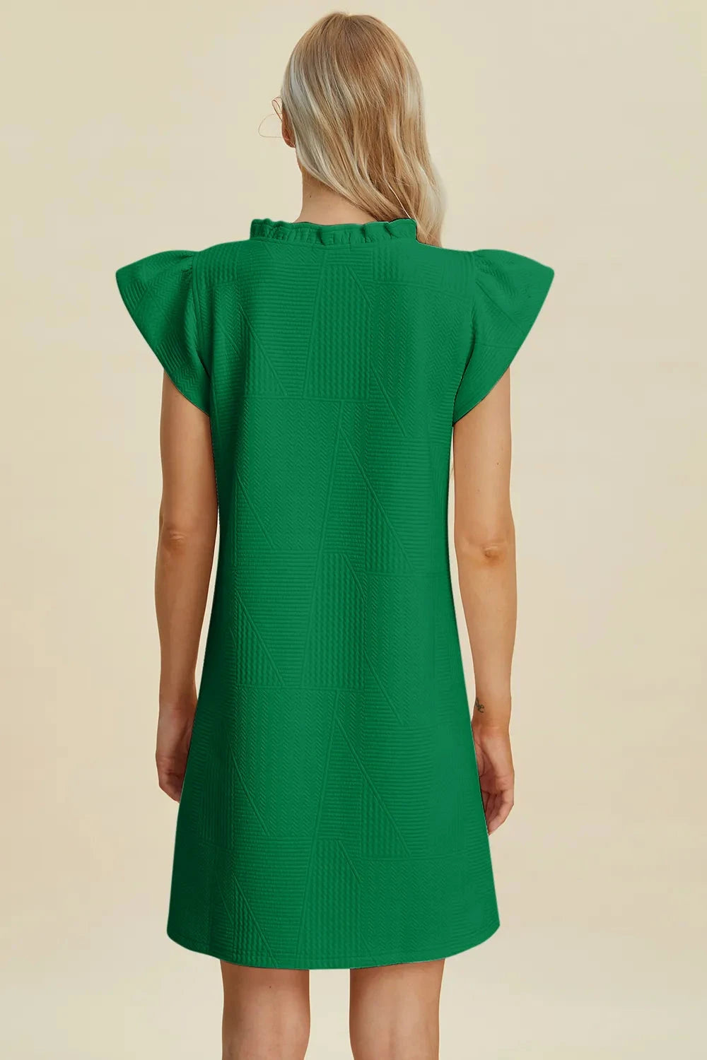 Double Take Women Ruffled V-Neck Cap Sleeve Dress Dresses jehouze 
