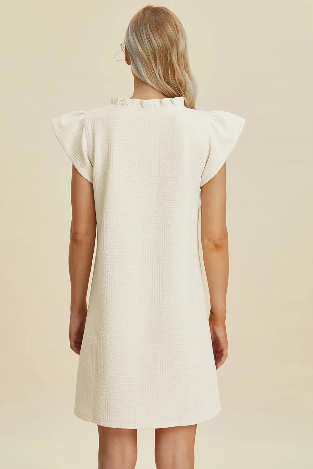 Double Take Women Ruffled V-Neck Cap Sleeve Dress Dresses jehouze 