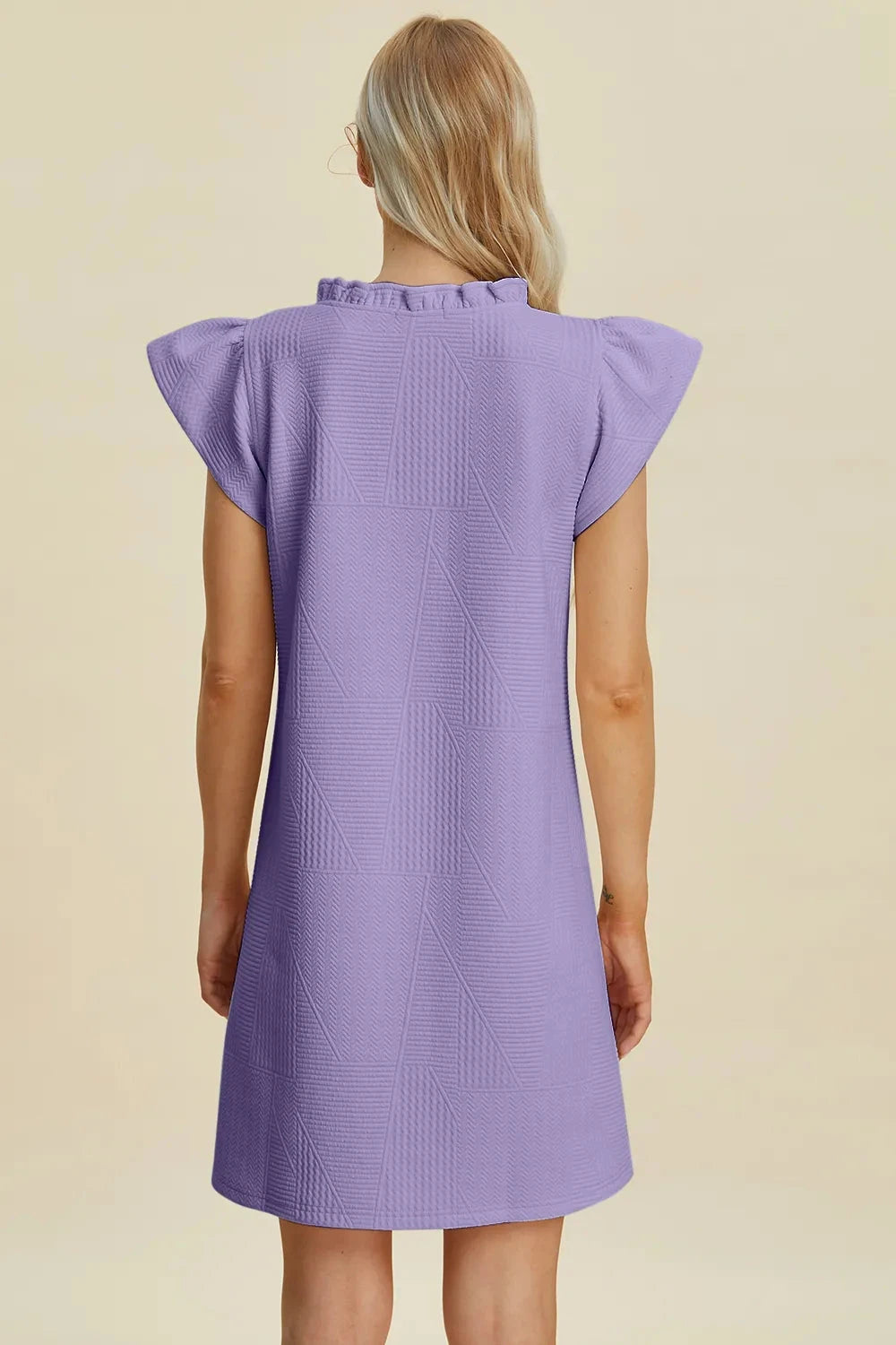Double Take Women Ruffled V-Neck Cap Sleeve Dress Dresses jehouze 