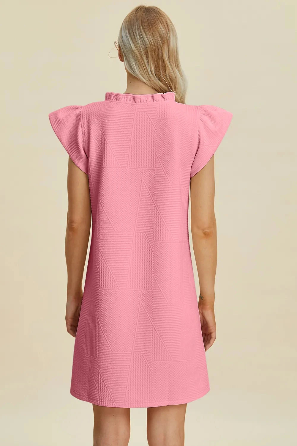 Double Take Women Ruffled V-Neck Cap Sleeve Dress Dresses jehouze 