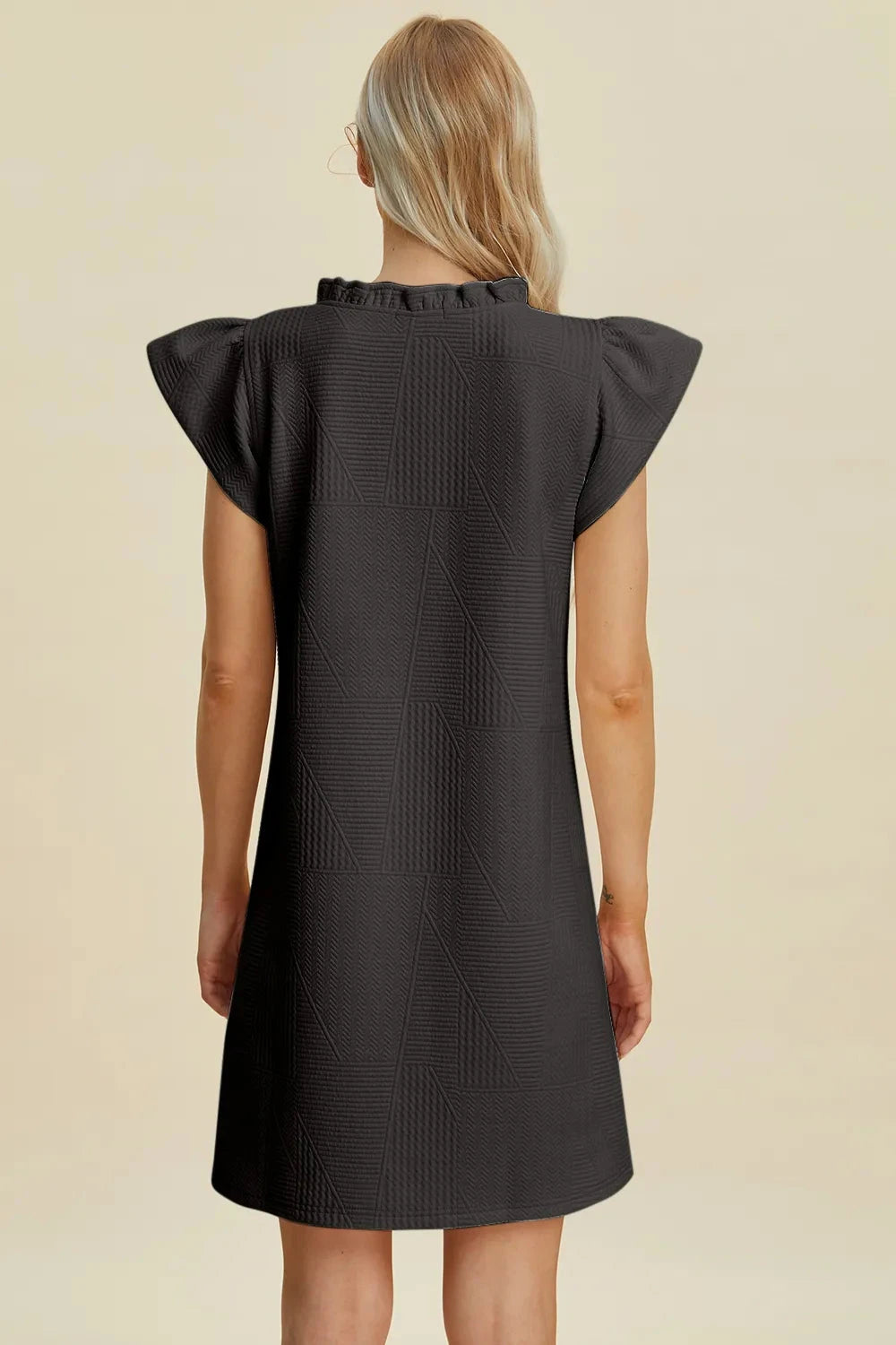 Double Take Women Ruffled V-Neck Cap Sleeve Dress Dresses jehouze 