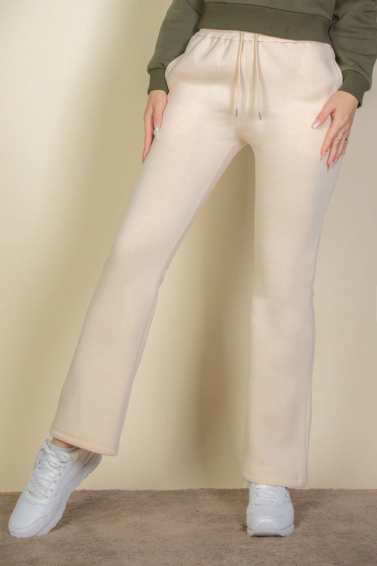 Drawstring Waist Slant Pocket Sweatpants Pants jehouze Stone S 