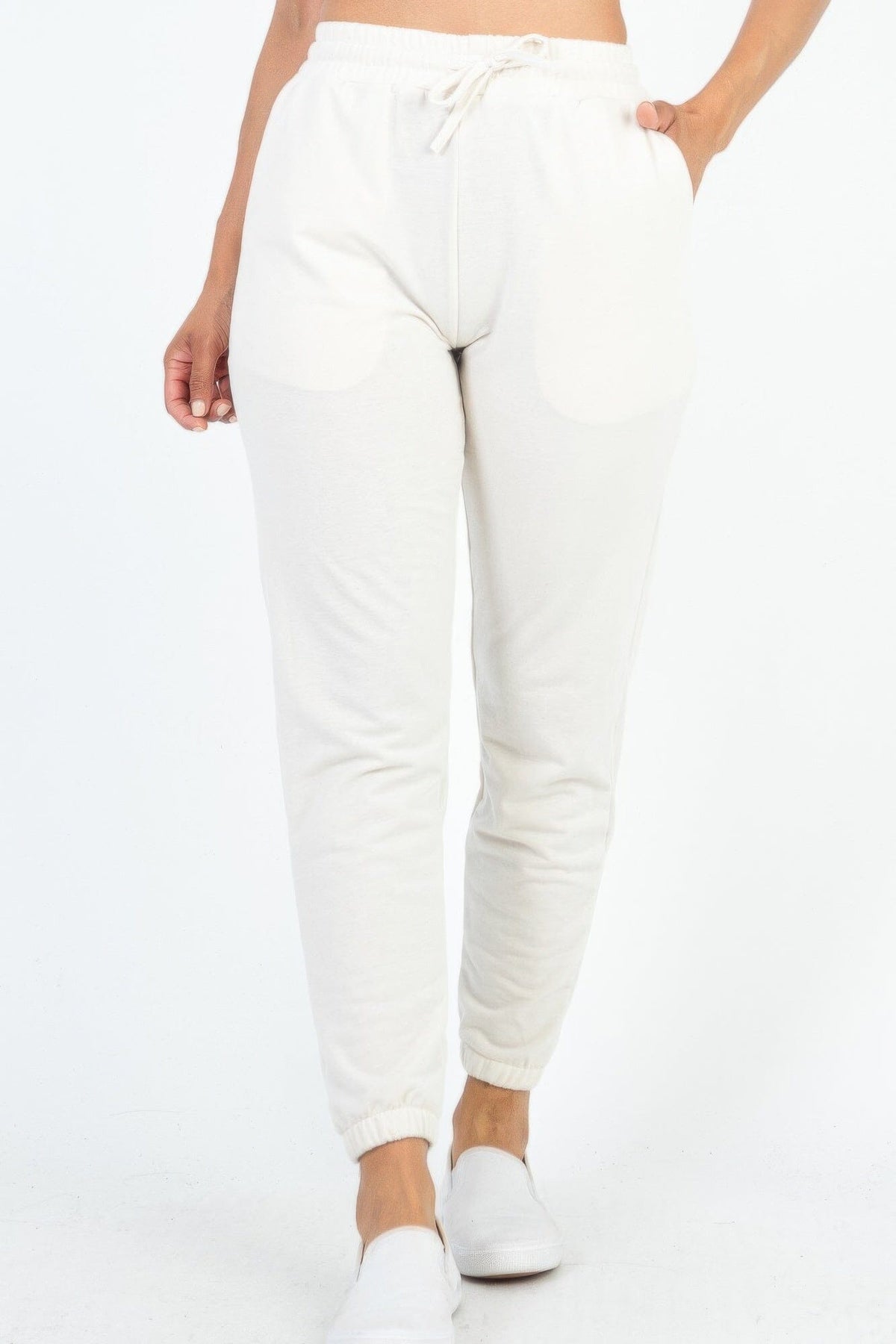 French Terry Jogger Pants Activewear jehouze Beige S 