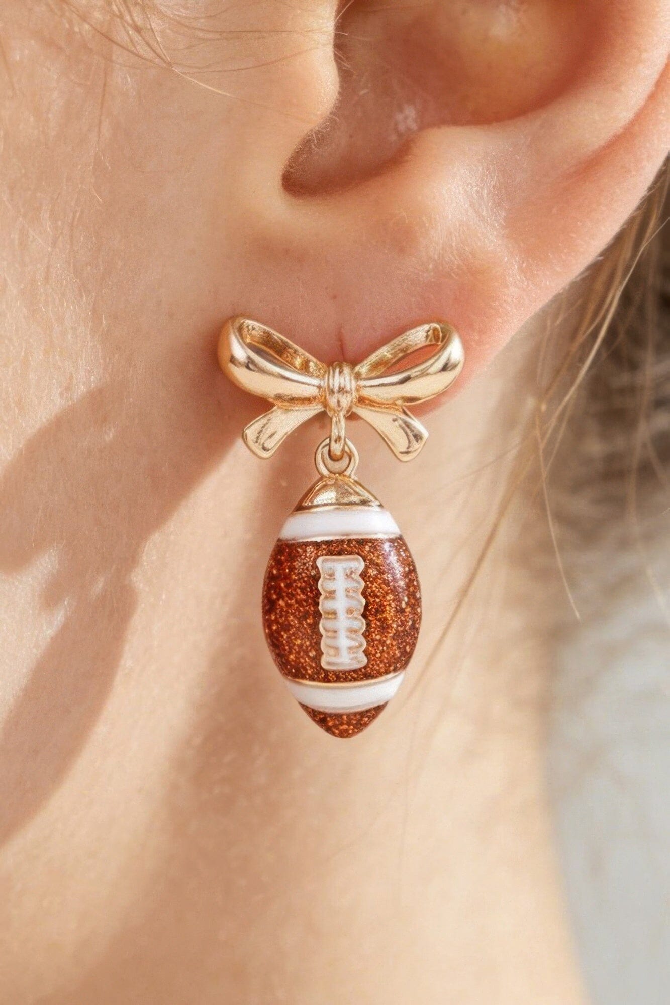 Game Day Coquette Football Earrings Apparel & Accessories > Jewelry > Earrings jehouze Gold Brown 