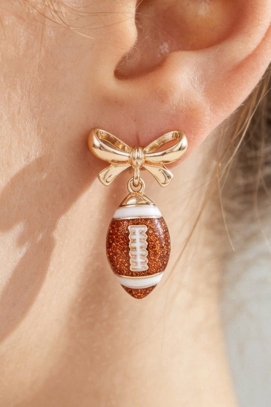 Game Day Coquette Football Earrings Apparel & Accessories > Jewelry > Earrings jehouze Gold Brown 