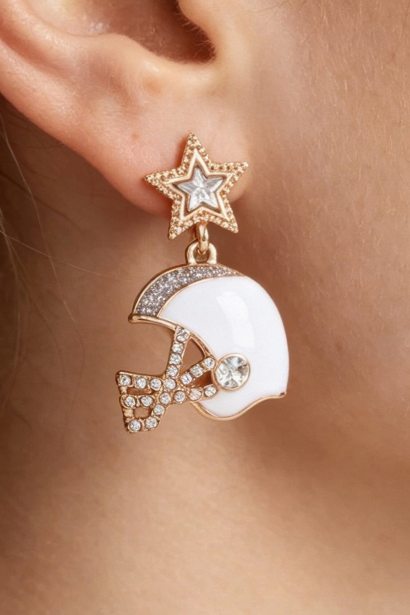 Game Day Glam Helmet Drop Earrings Apparel & Accessories > Jewelry > Earrings jehouze Gold Brown 