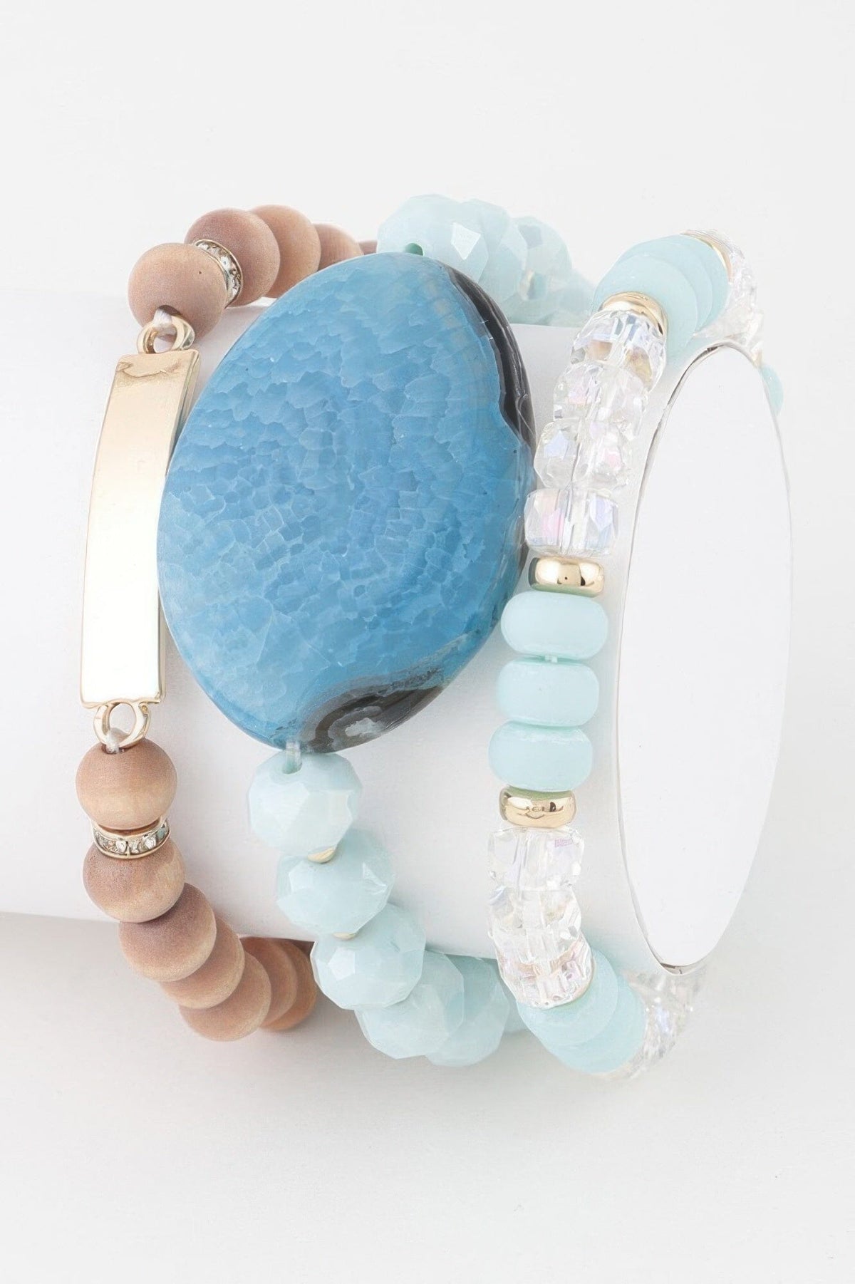 Giant Stone Bead Bracelet Bracelets jehouze Gold Mint 