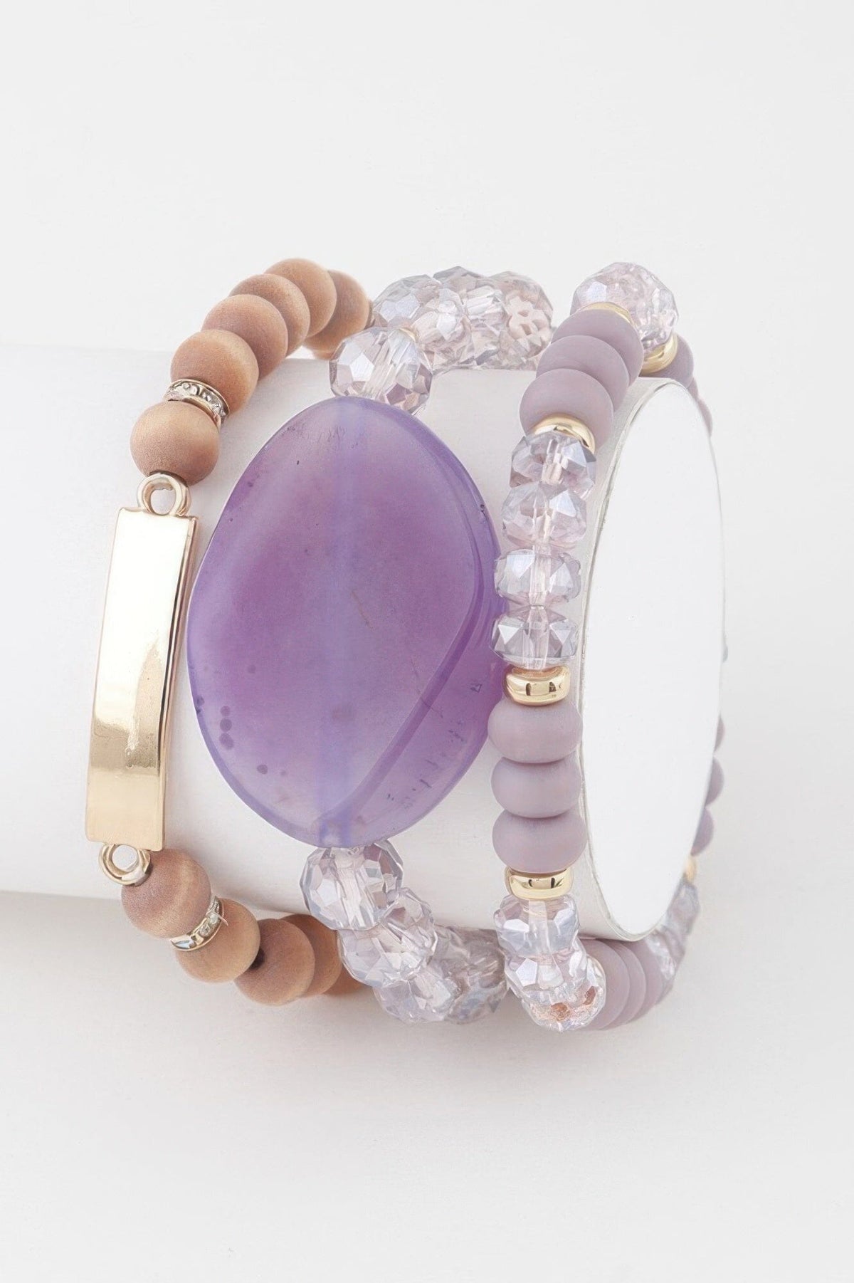 Giant Stone Bead Bracelet Bracelets jehouze Gold Purple 