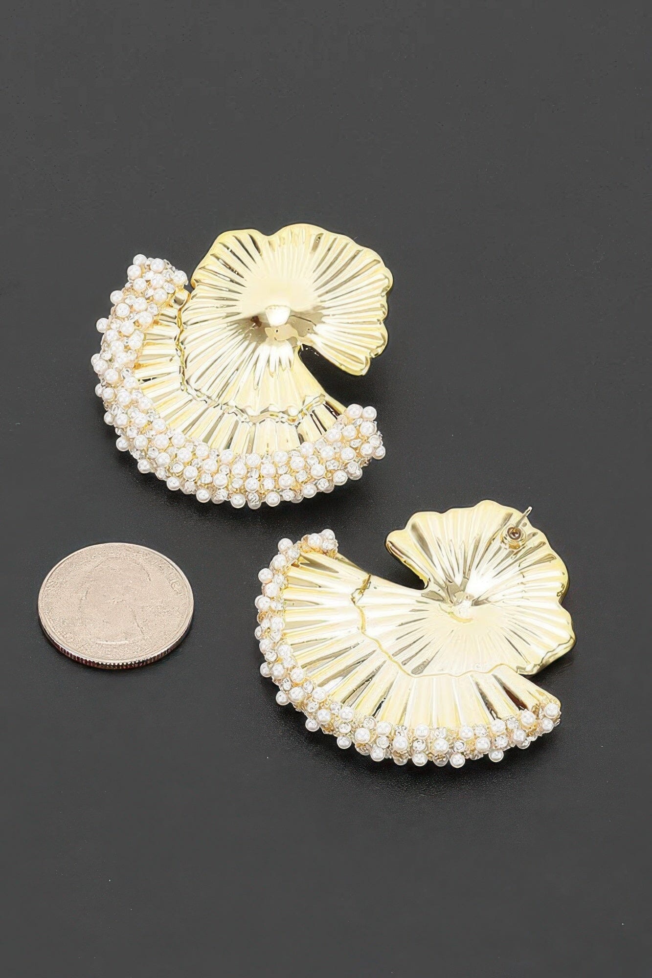 Ginkgo Leaf Pearl-trimmed Stud Earrings Apparel & Accessories > Jewelry > Earrings jehouze 