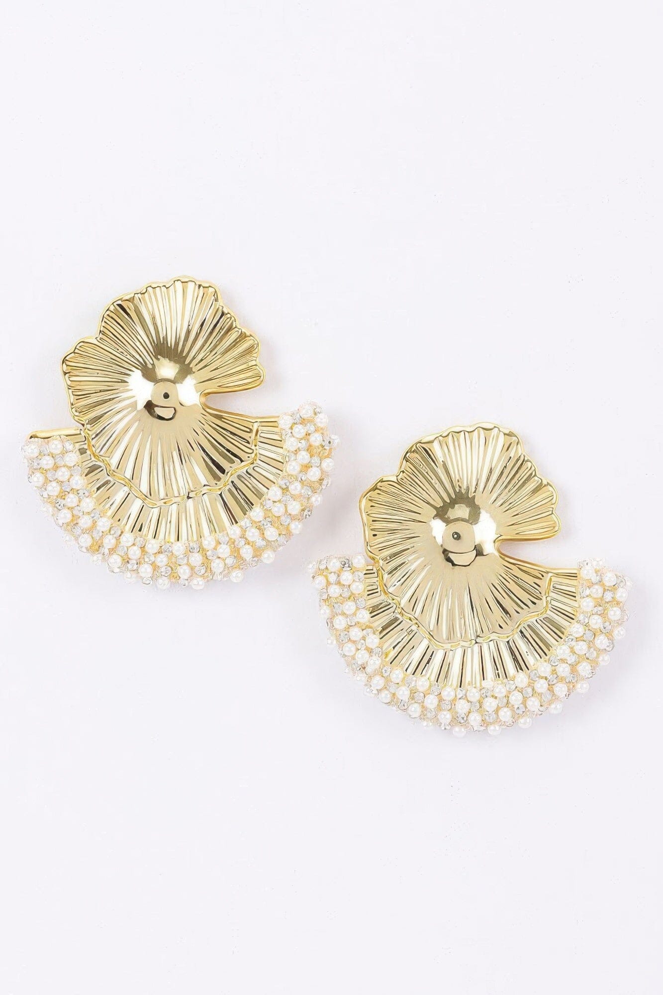 Ginkgo Leaf Pearl-trimmed Stud Earrings Apparel & Accessories > Jewelry > Earrings jehouze 