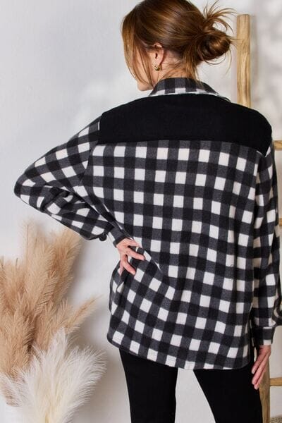 Hailey & Co Black White Plaid Button Up Jacket Coats & Jackets jehouze 