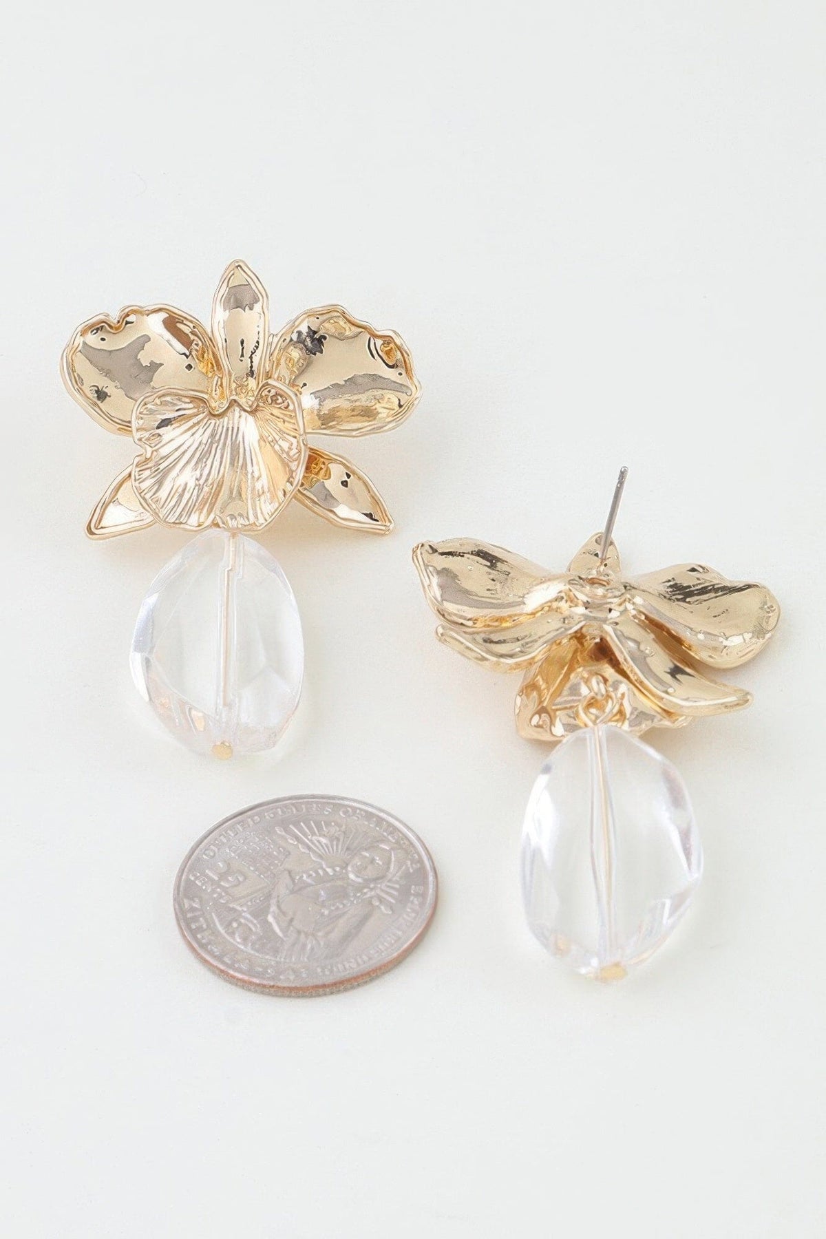 Hammered Blooming Orchid Drop Earrings Apparel & Accessories > Jewelry > Earrings jehouze 