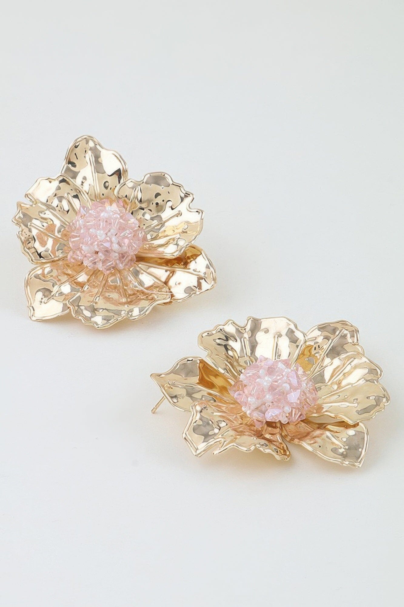 Hammered Crystal Beaded Flower Earrings Apparel & Accessories > Jewelry > Earrings jehouze 